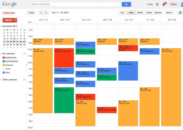 Weekly client meeting schedule