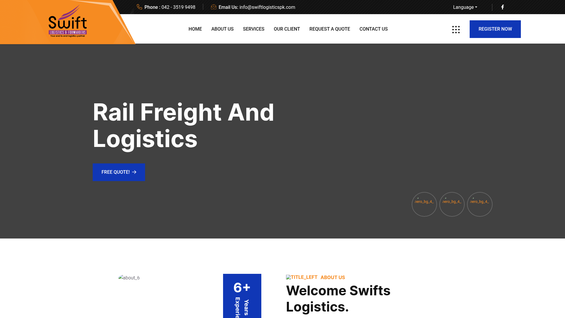 Swift Logistics Pakistan website